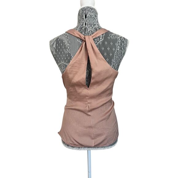 BCBGMAXAZRIA Halter Top Twist back, Sleeveless, Women's, Blush Pink, Small - Picture 2 of 7